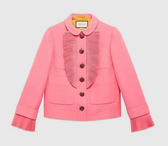 Gucci Wool Silk Jacket With Plisse Detail