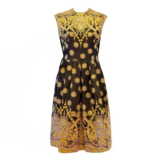 Pauline Trigère Metallic Brocade Evening Dress