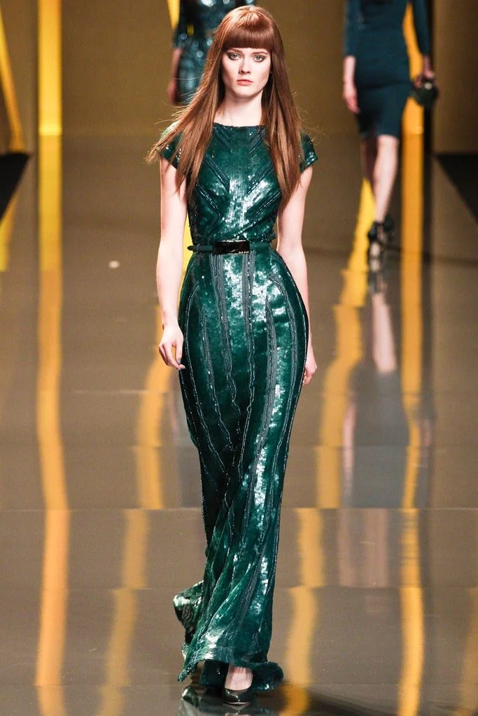 Elie Saab Green Sequin Gown