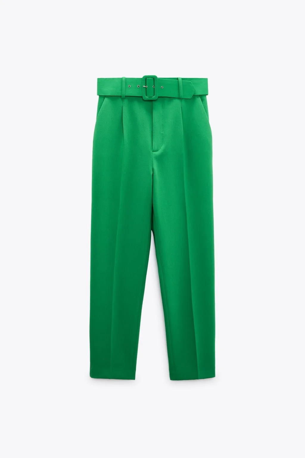 Zara Trousers with Lined Belt in Green