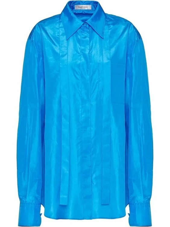 Valentino Long-Sleeve Button-Fastening Shirt in Blue