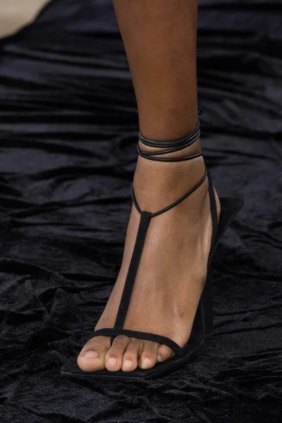 Acne Studios T-Strap Ankle-Wrap Heels in Plaid