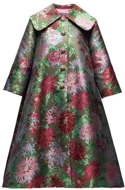 Dolce Gabbana Crystal appliqu Metallic brocade Opera Coat UFO