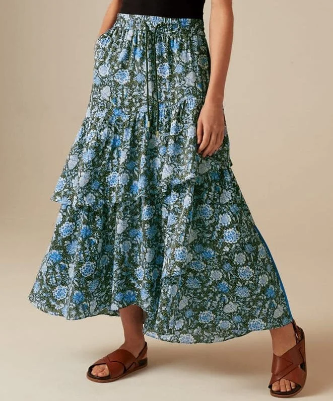 ME + EM Bright Paisley Maxi Track Skirt