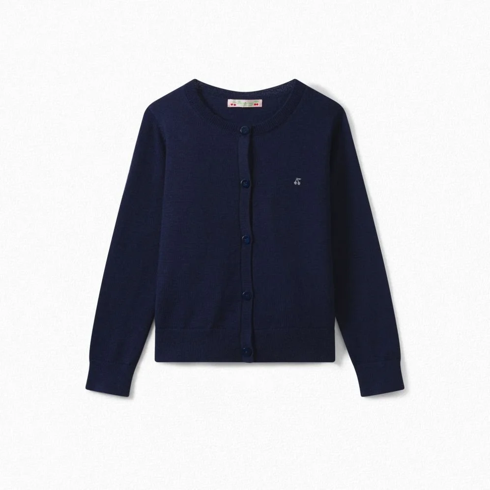 Bonpoint Merino Wool Cardigan in Navy