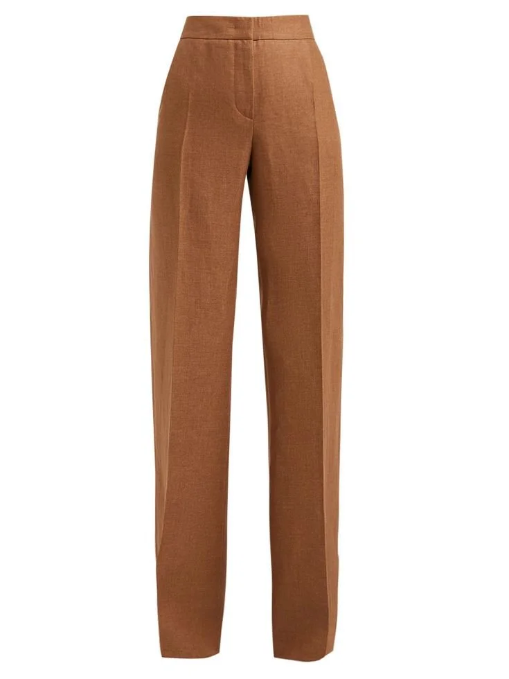 Max Mara Patroni Linen-Twill Wide-Leg Trousers