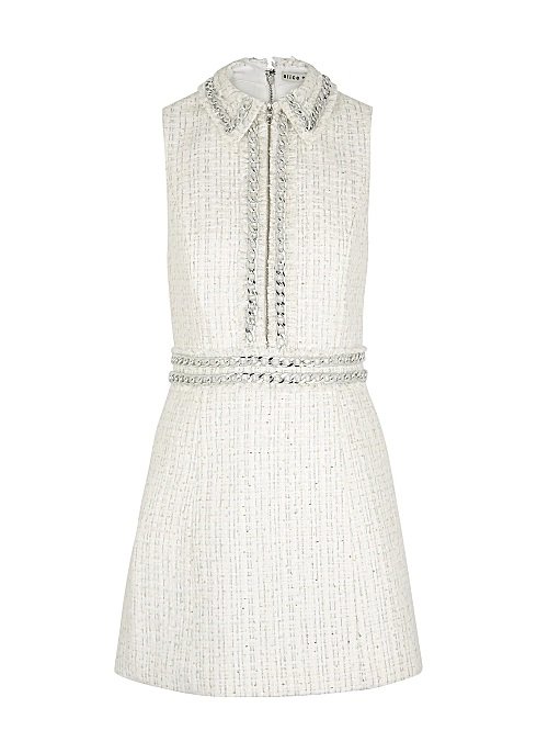 Alice + Olivia Ellis Chain Dress in White Tweed.jpg