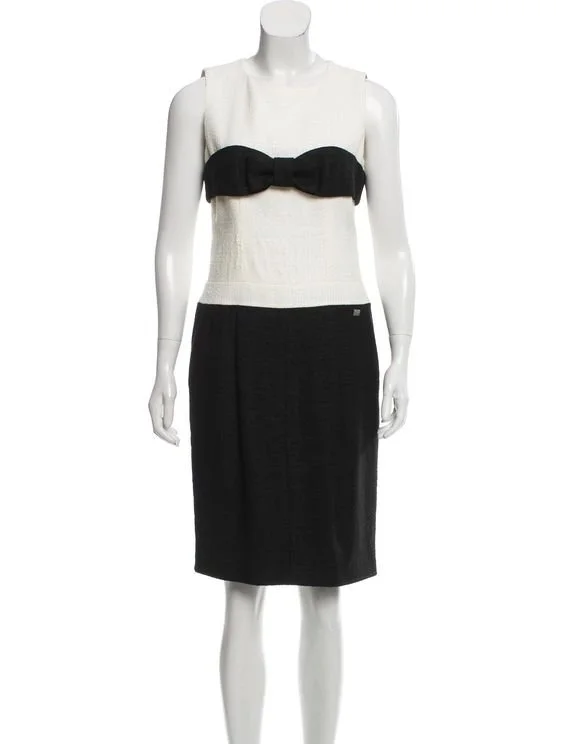 Chanel Bow Detail Tweed Dress