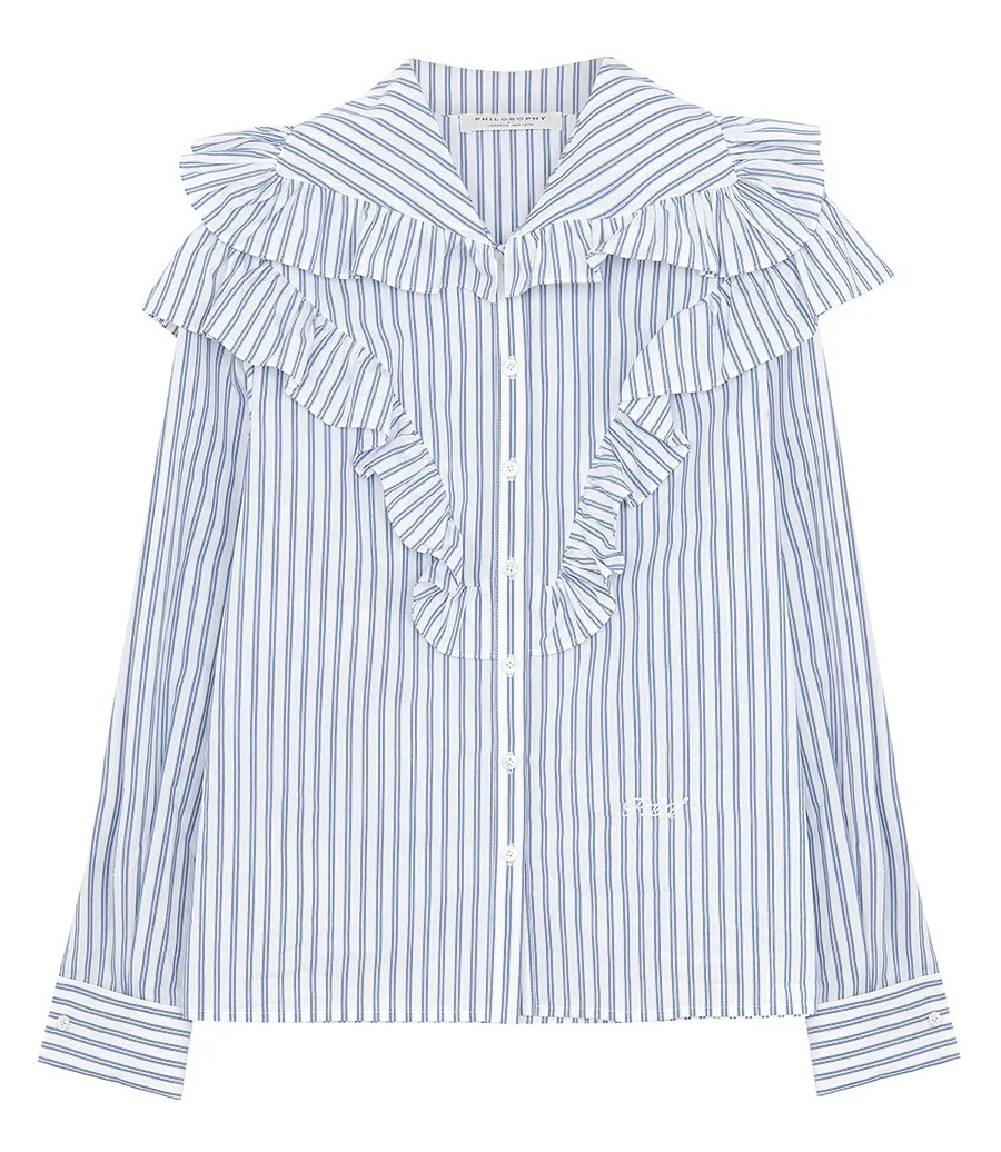 Philosophy Di Lorenzo Serafini Ruffled Striped Blouse