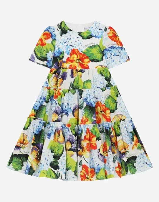 Dolce &amp; Gabbana Long Hydrangea-print Poplin Dress