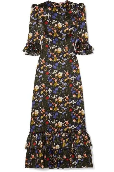 The Vampire's Wife Cinderella Ruffle-Trimmed Dress in Black Multi
