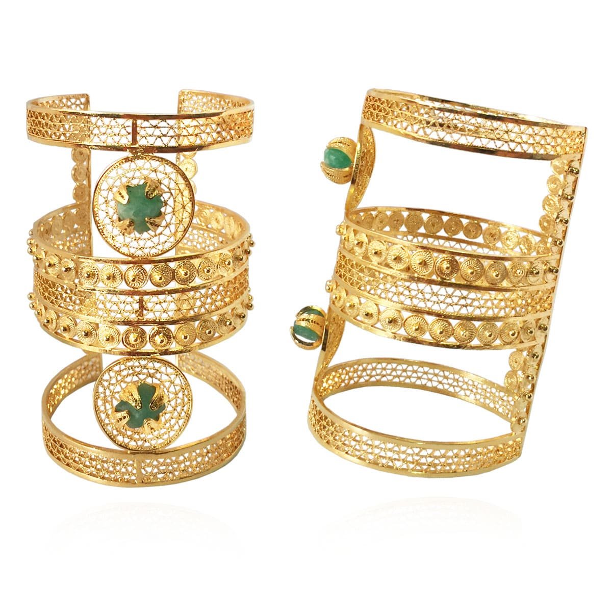 Ana Carolina Valencia Lace Maxi Bracelet in Gold with Emerald.jpg