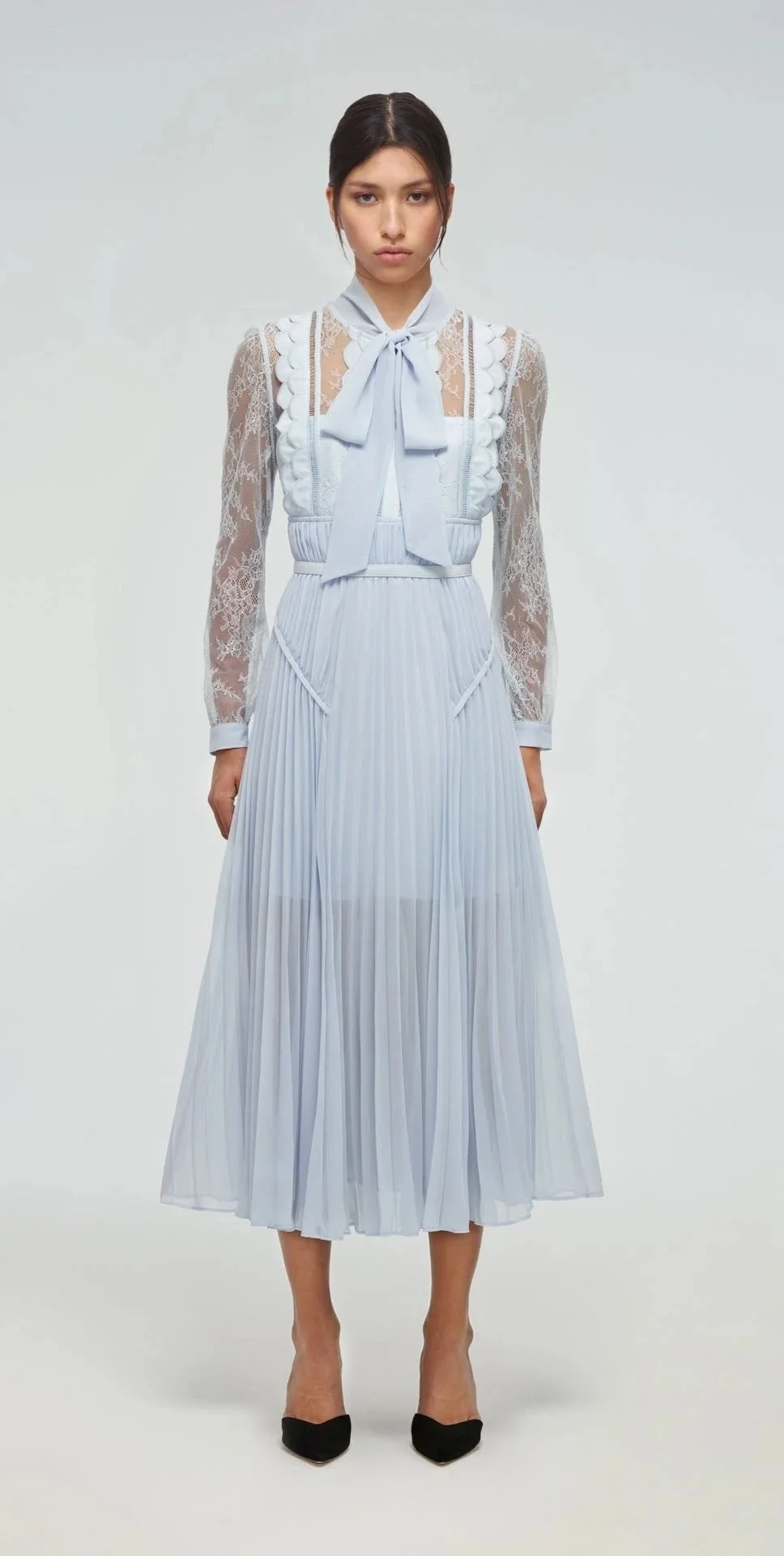 sachin and babi light blue dress Self-Portrait Chiffon Scallop Midi Dress in Blue — UFO No More