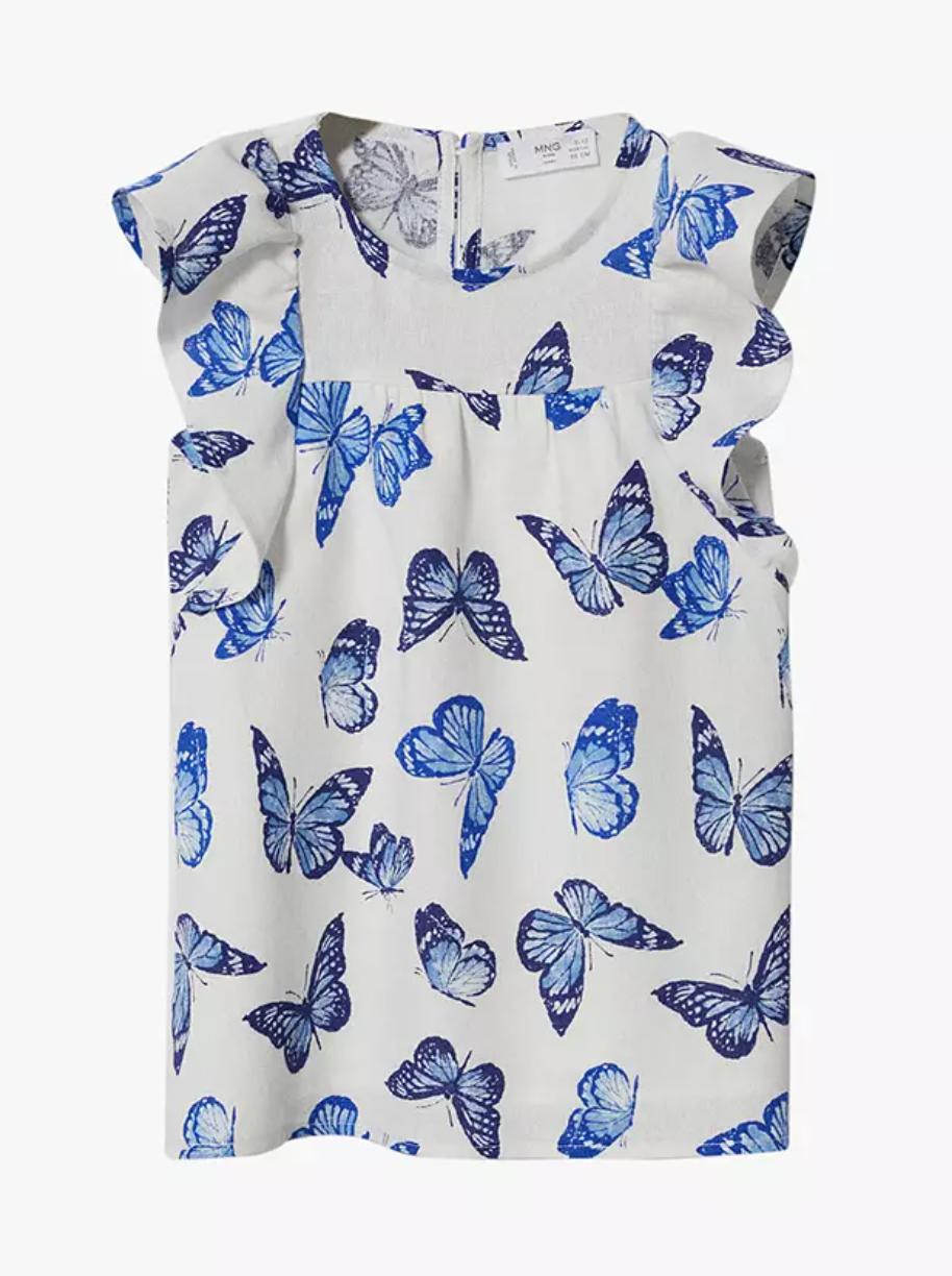 Mango Kids Aiguab Butterfly Print Dress