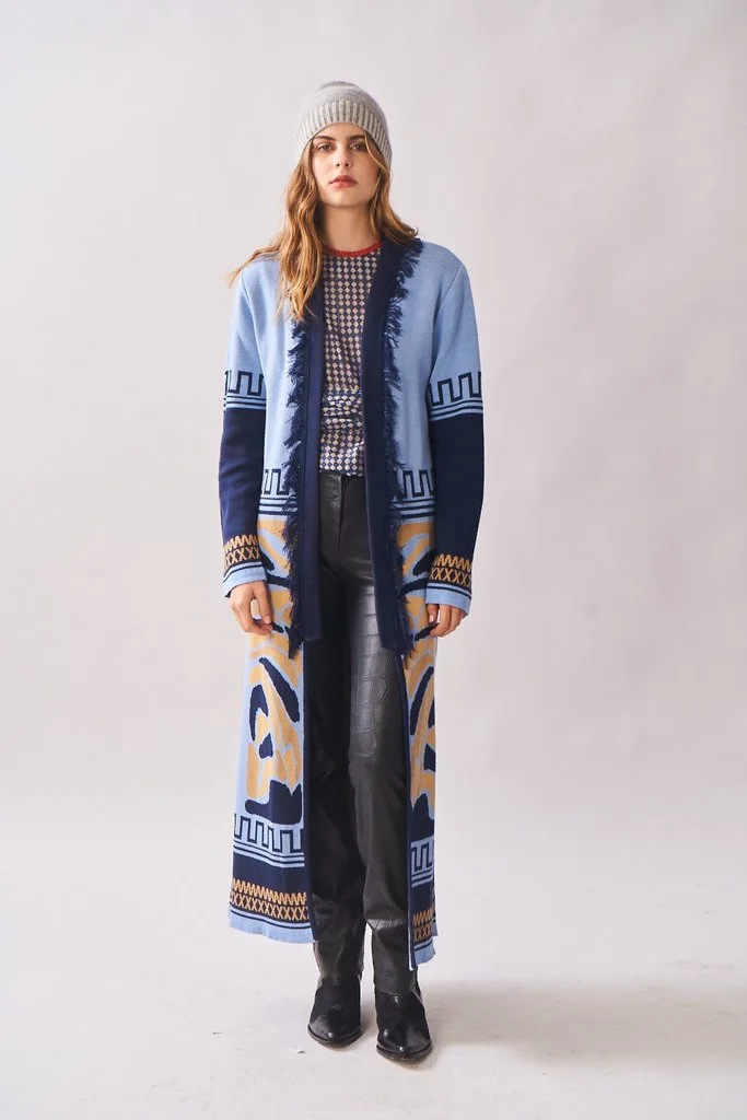 Anushka Eliott Pardo Long Blue Coat