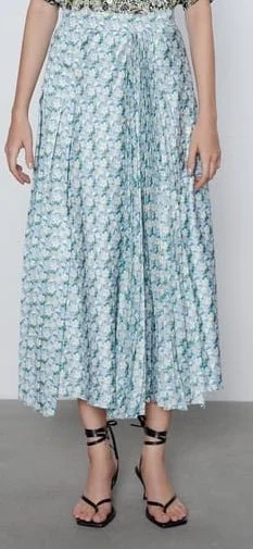 Zara Floral Pleated Skirt