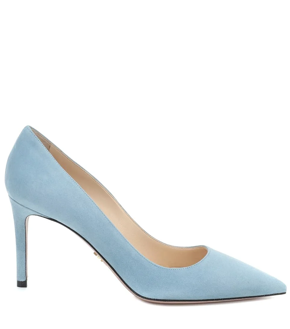Prada 85mm Pumps in Pastel Blue Suede
