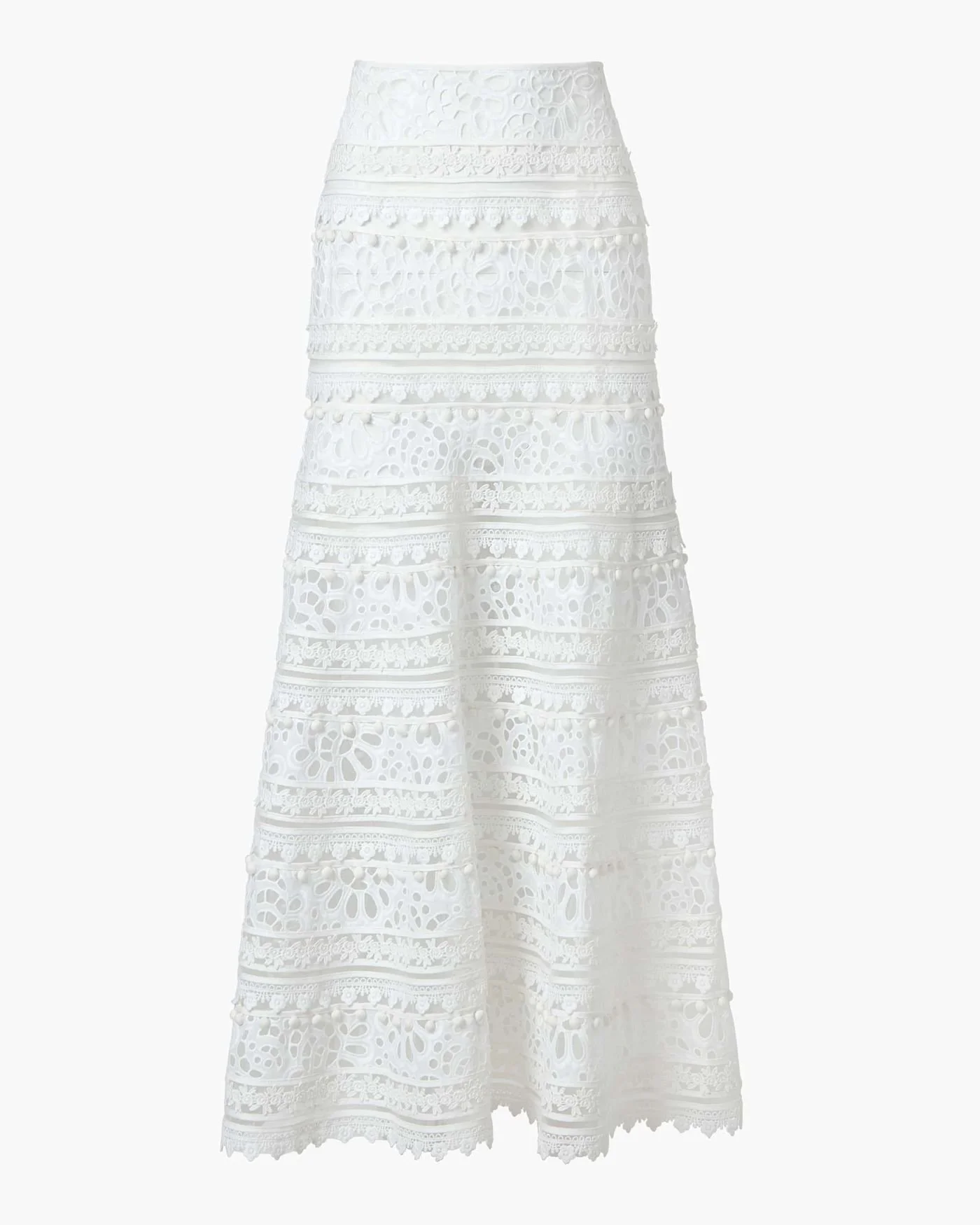 Carolina Herrera Embroidered Eyelet Midi Skirt