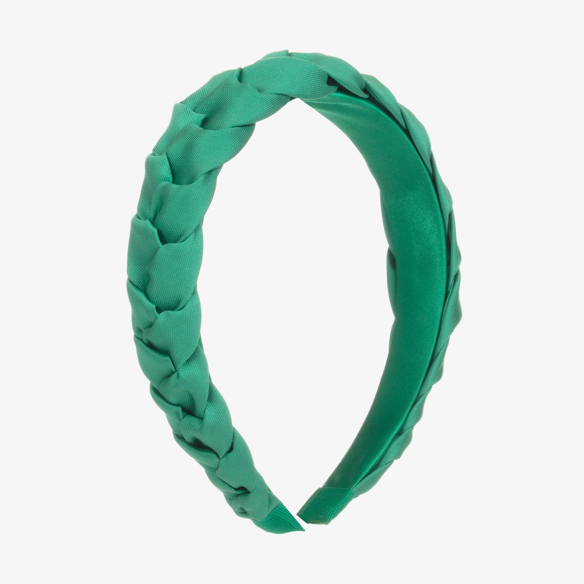 Hucklebones Braided Headband in Green Satin.jpg