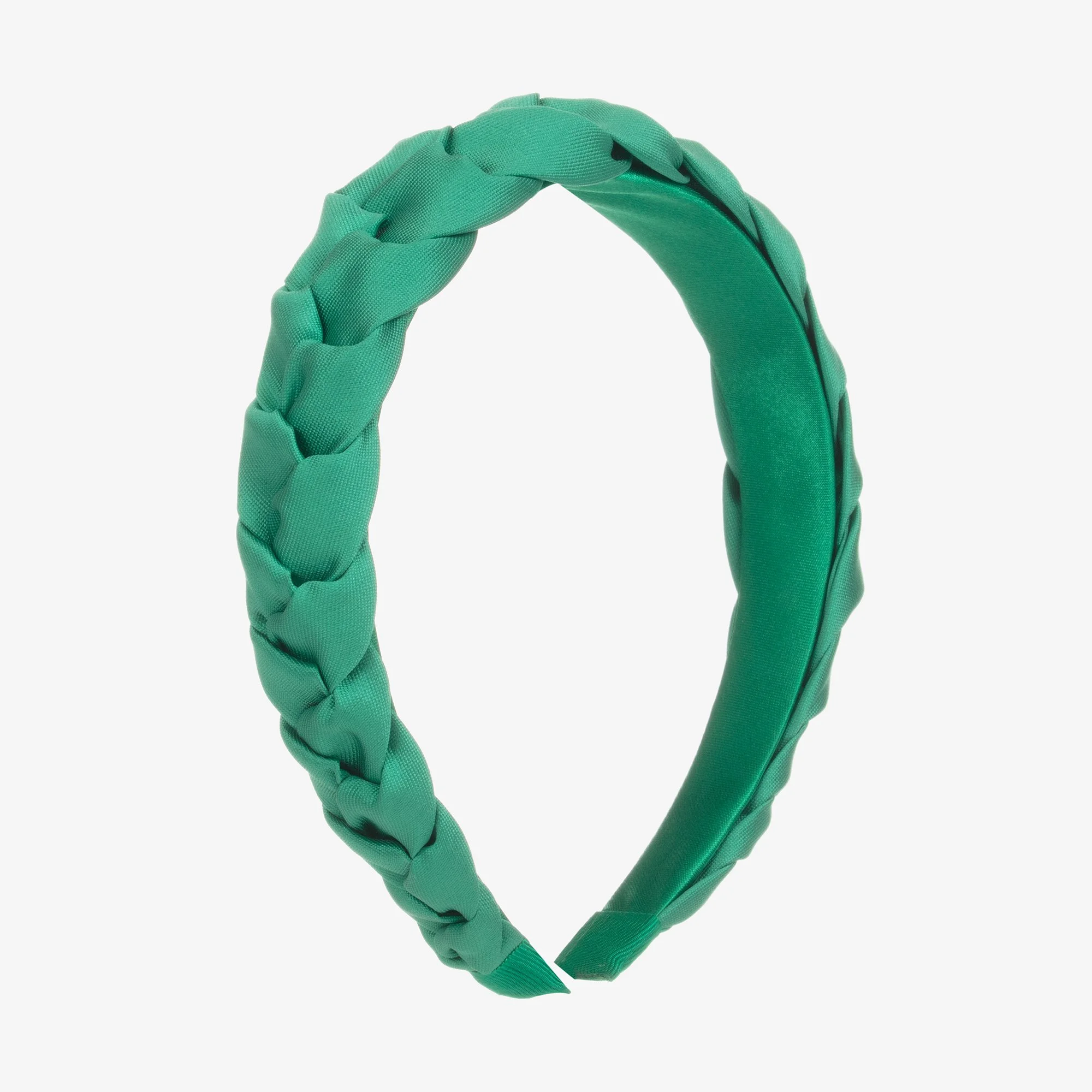 Hucklebones Braided Headband in Green Satin
