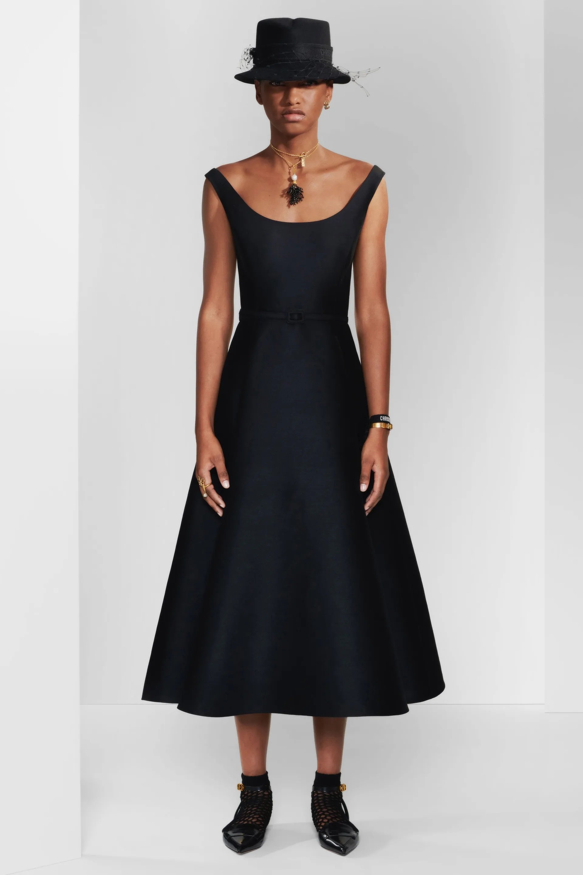 Christian Dior Silk Midi Dress in Black.jpg