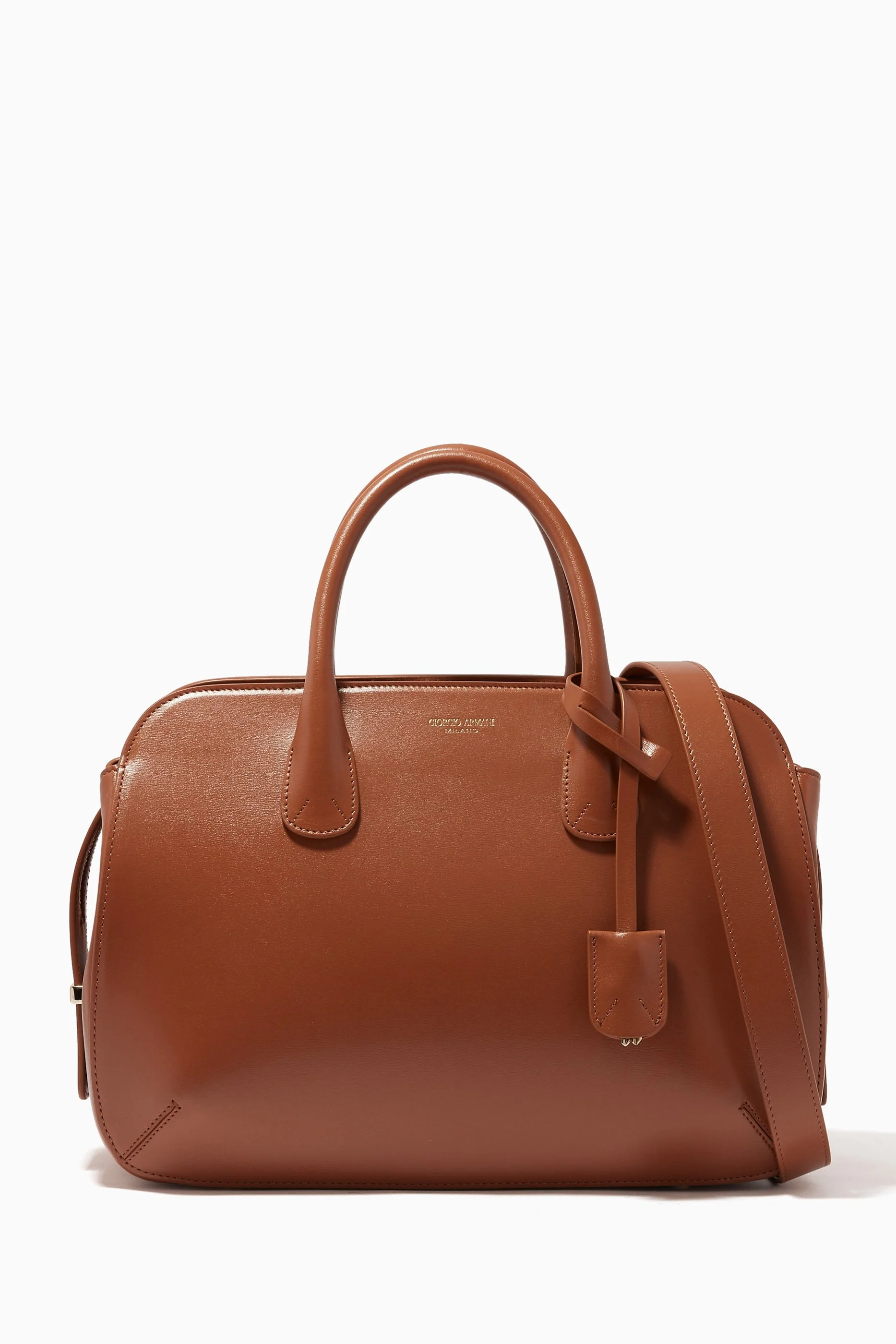 Giorgio Armani La Prima Tote Bag in Brown Palmellato Leather