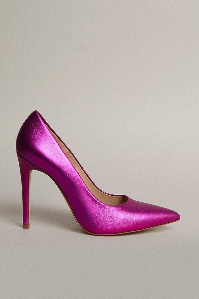 Karen Millen Metallic Leather Signature Court Shoe in Magenta.jpg