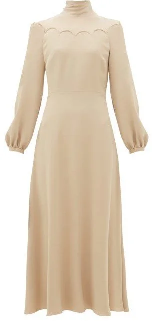 Valentino Cady Couture Tie-Neck Long-Sleeve Dress