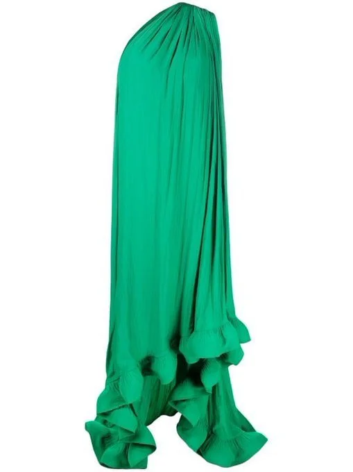 Lanvin Flared-Hem One-Shoulder Gown