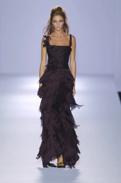 Alberta Ferretti Sleeveless Ruffled Gown
