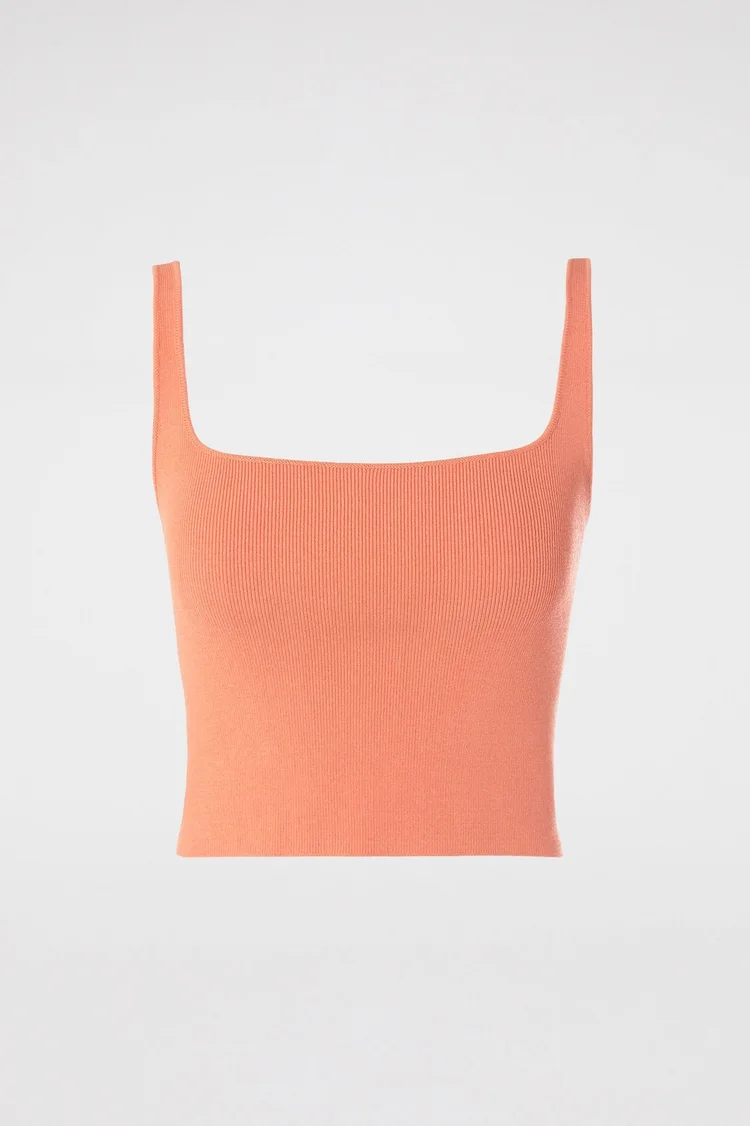 Scanlan Theodore Crepe Knit Square Camisole in Coral