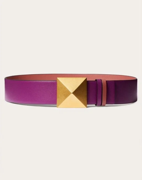 Valentino Garavani One Stud Leather Belt in Purple