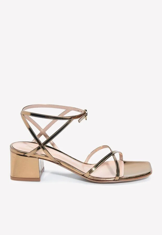 Gianvito Rossi Amaris 45 Sandals in Metallic Leather