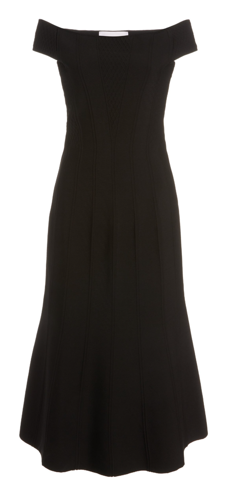 Carolina Herrera Ottoman Corset Knit Midi Dress