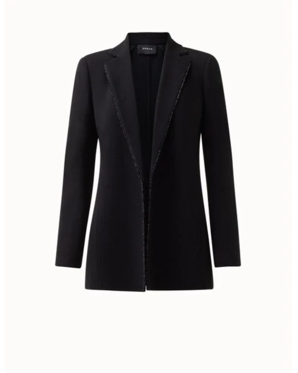 Akris Long Double Face Wool Jacket with Swarovski Trim
