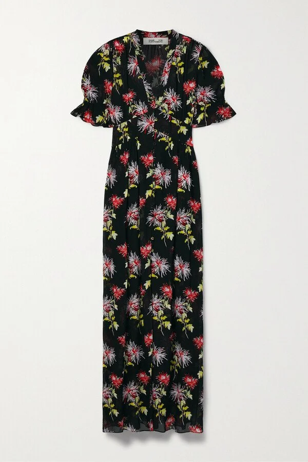 Diane von Furstenberg Erica Floral Print Maxi Dress