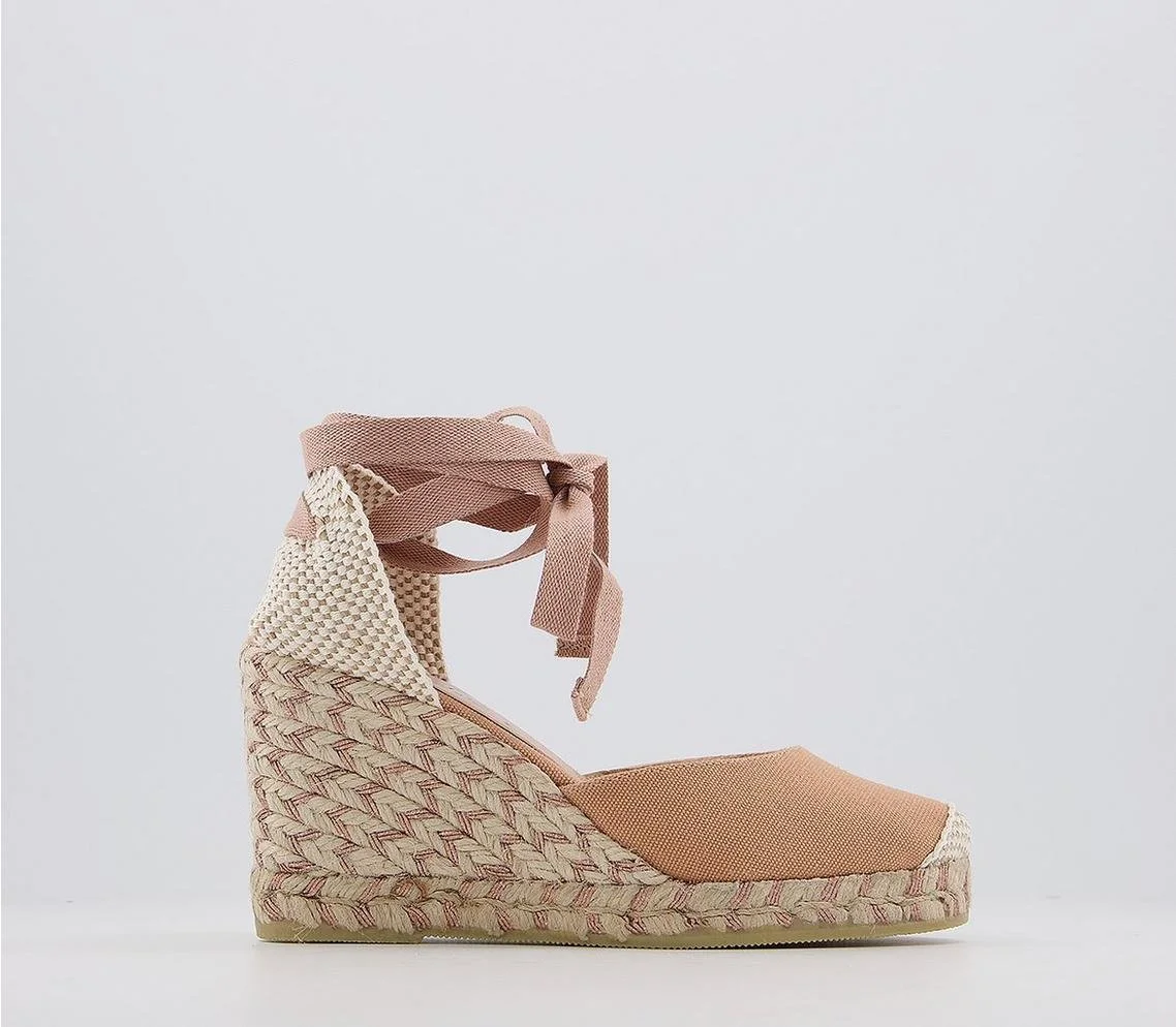 Office Marmalade Part Espadrilles in Nude Canvas Rose Gold Fleck