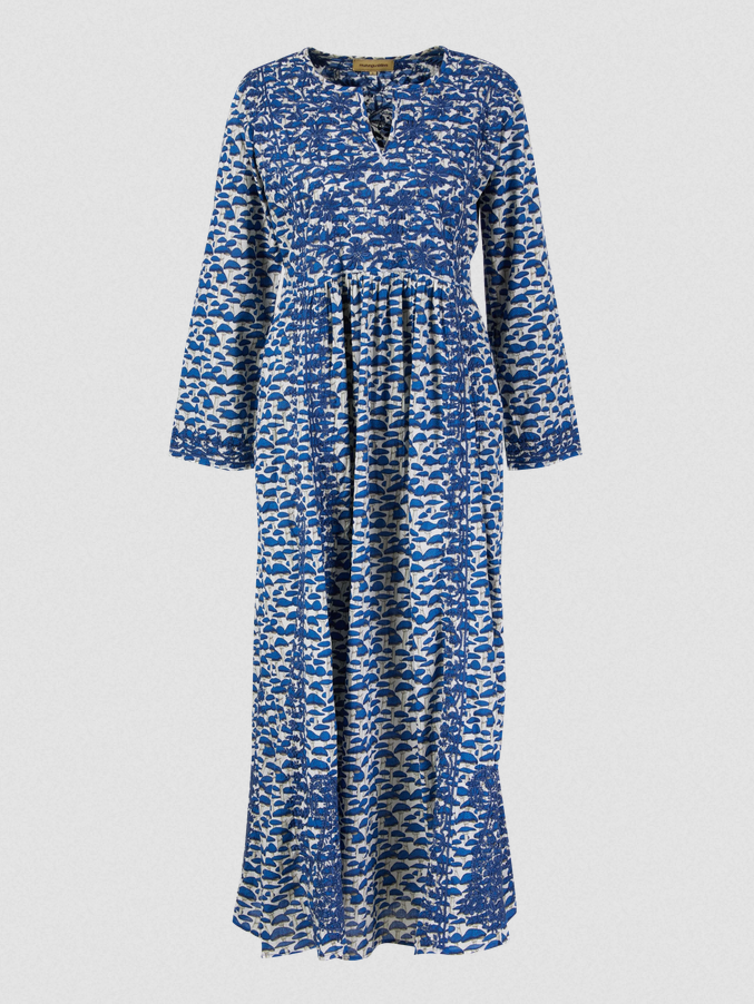 Muzungu Sisters Cotton Embroidered Dress in Blue Mushroom Print.png