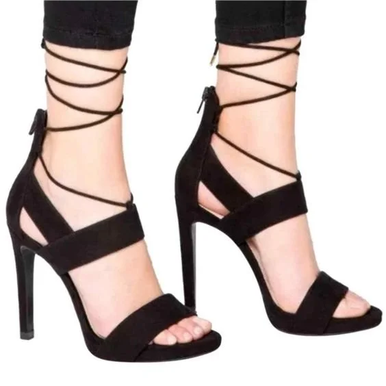 Zara High Heel Ankle Tie Sandals