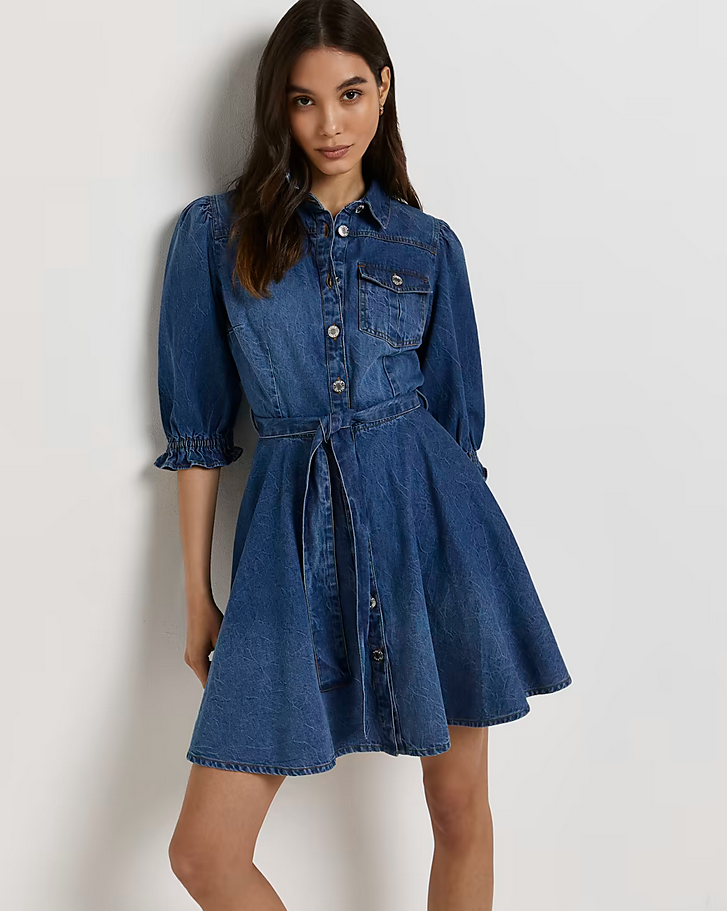 River Island Denim Mini Shirt Dress in Blue.png