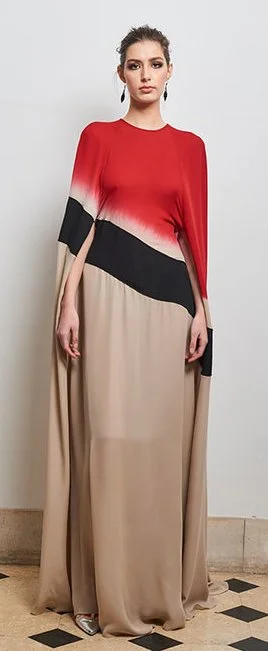 Jan Taminiau Tricolor Cape Gown