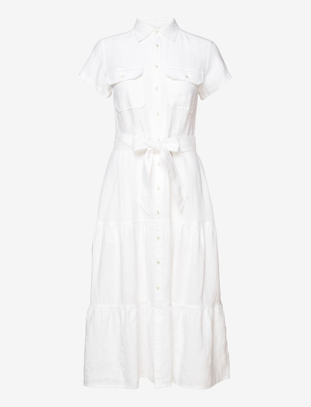 Polo Ralph Lauren Linen Tiered Midi Shirtdress in White.jpg