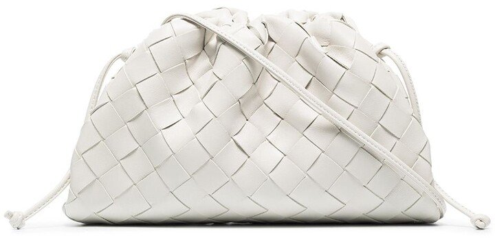 Bottega Veneta The Mini Pouch Bag in White Leather Intrecciato