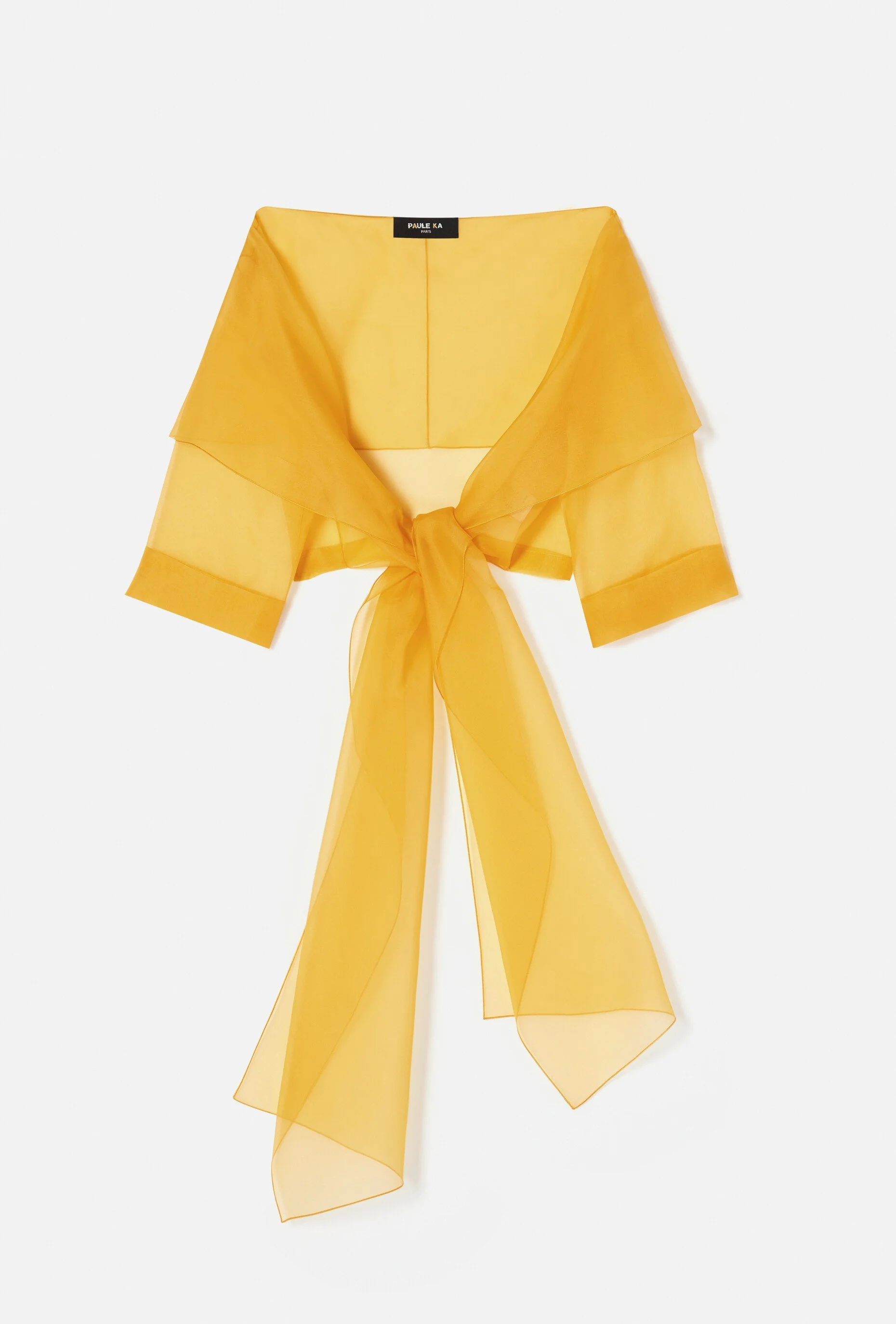 Paule Ka Tie-Front Organza Bolero in Yellow