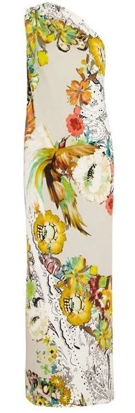 Etro Asymmetric Printed Stretch-Cady Gown