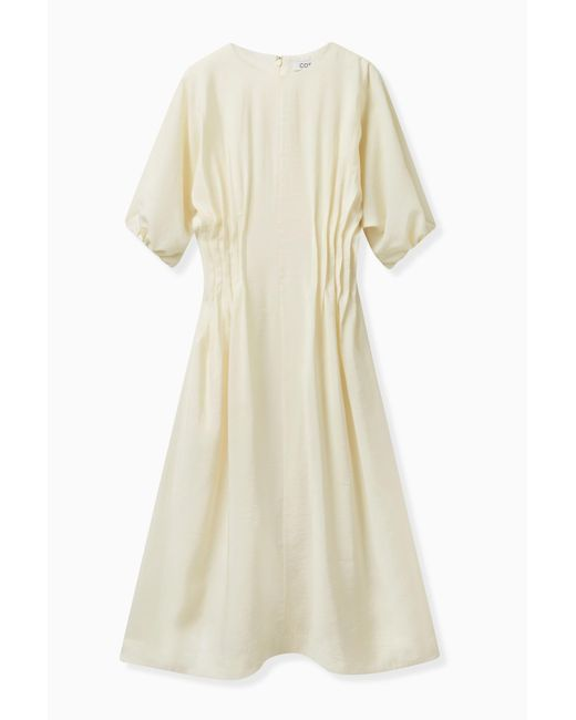 COS Natural Gathered Midi Dress