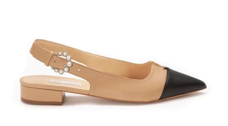 Camilla Elphick Alicia Flats in Taupe & Black
