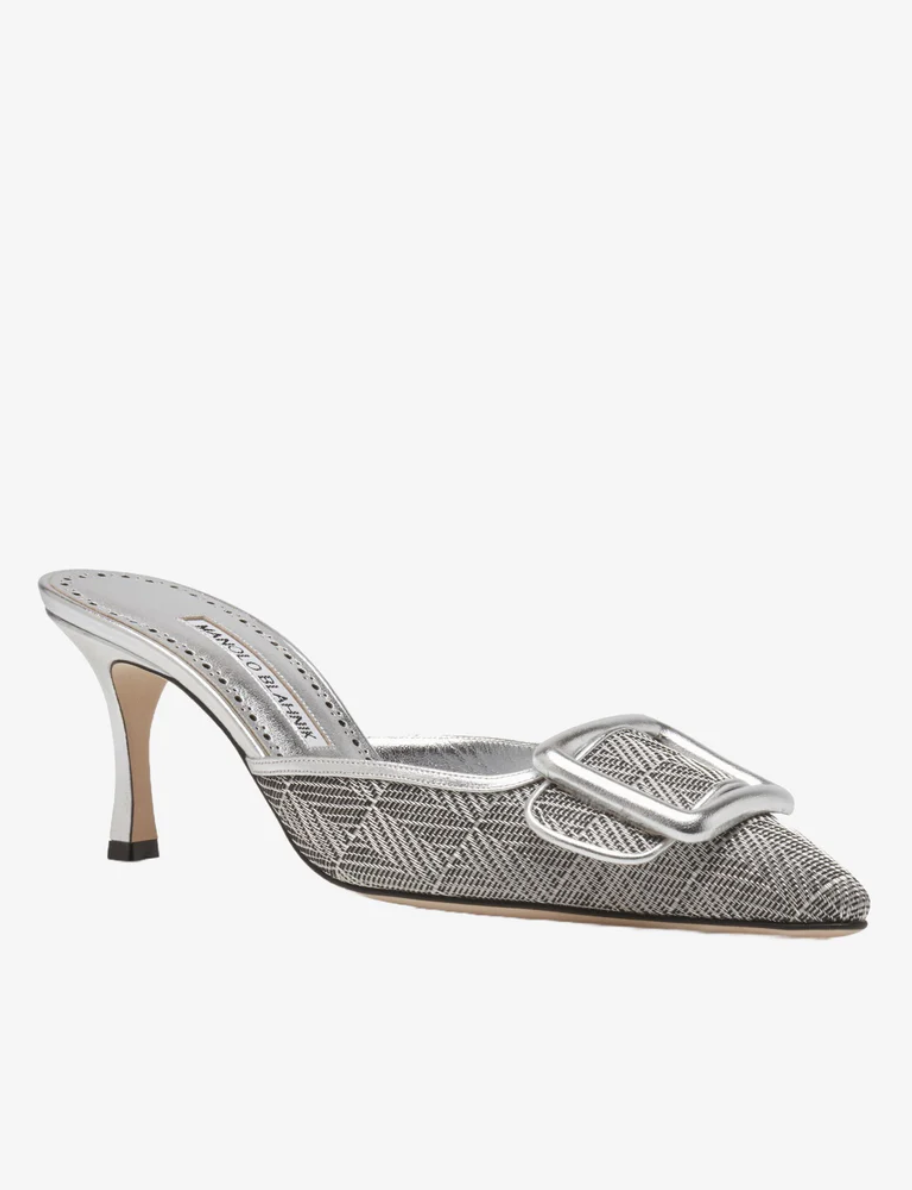 Manolo Blahnik Maysale 70 Pumps in Silver