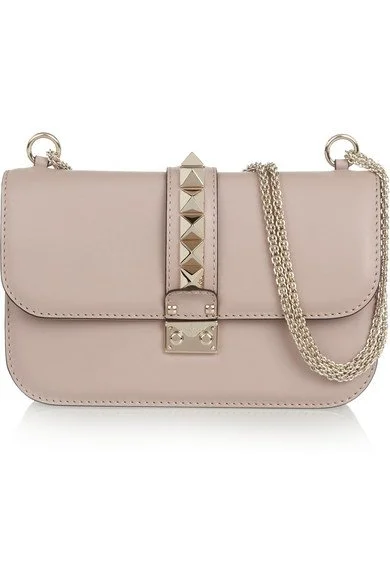 Valentino Rockstud Flap Shoulder Bag in Pink Leather