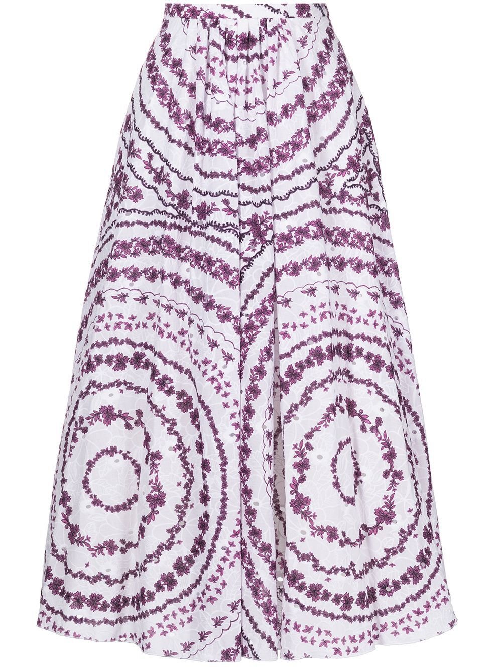 Giambattista Valli Floral-Print Ruched-Detail A-line Skirt.jpg